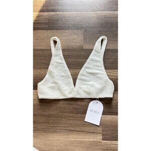 $168 NWT RUMER The Label Bikini Top Womens Medium White Textured Deep V-Neck